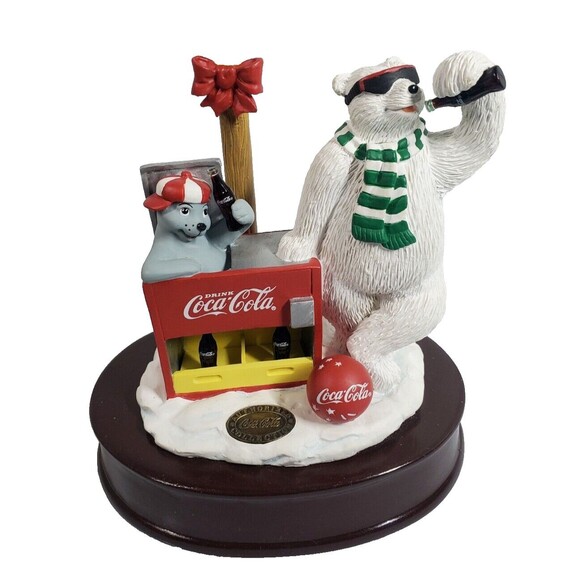 Vtg 1998 Coca-Cola "On the Road to Adventure" Polar Bear North Pole Music Box - Picture 1 of 8